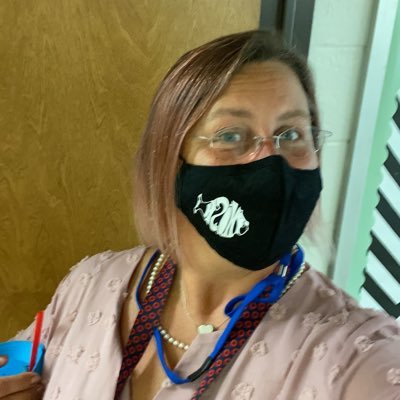 Jenn wearing her school lanyard and a Phish face covering in her public profile photograph.